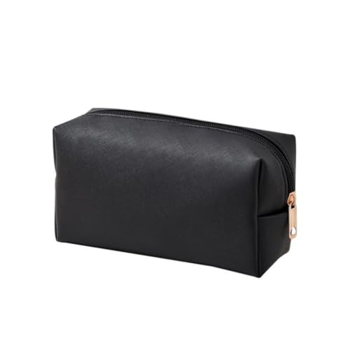 Necessaire Feminina de Couro PU Compacta – Estojo de Maquiagem, Viagem e Cosméticos (Preta)