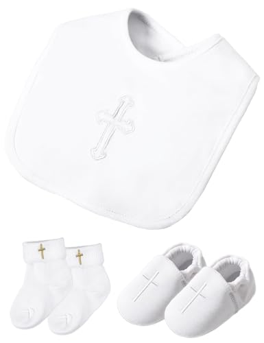 AGJ Baby Boy Baptism Shoes Set with Embroidered Cross Infant Girls White Christening Sneaker