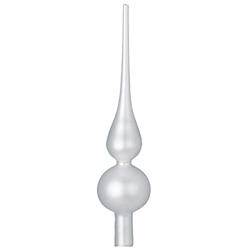 Inge-glas Christbaumspitze 26cm | Weihnachtsbaumspitze aus Glas | Hochwertige Spitze für den Weihnachtsbaum Weihnachten (Weiß Matt | Just White)