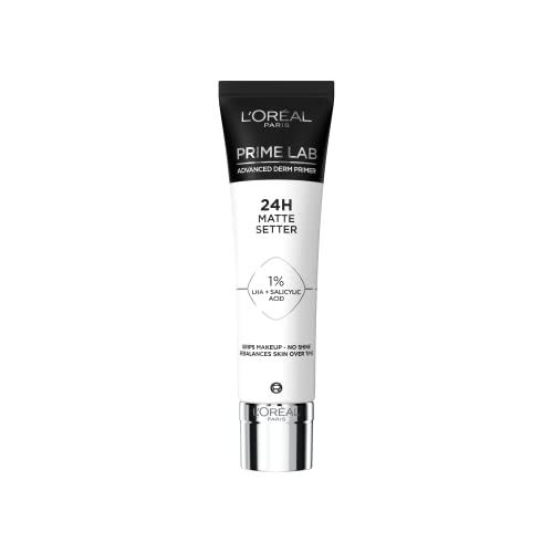 L'Oréal Paris Primer Acabado Mate 24h, Reduce las imperfecciones y elimina brillos, Hasta 24h de fijación, Prime Lab Matte Setter 30 ml