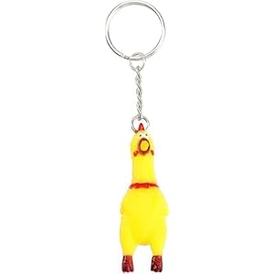 Yellow Shrilling Screaming Chicken Keychain, Mini Rubber Squeeze Screaming Chicken Toy Gags and Practical Joke Toys Pendant Keychain for Bags Keys Phones Keyrings, Novelty Squeaky Chicken Chain,