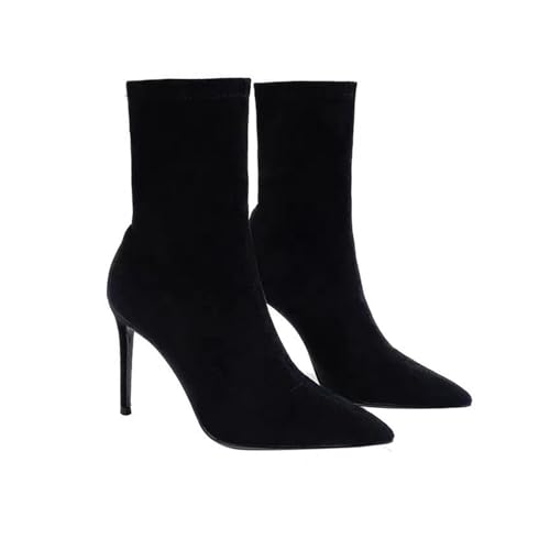 Bottes chaussettes à tricot élastique pour femme : le confort galbant à talons hauts pour l'automne