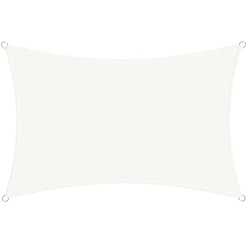 jarolift Sonnensegel Rechteckig, Wasserabweisend, Sonnenschutz Sichtschutz für Terrasse Garten Balkon, Polyestergewebe 300 x 200 cm, Cremeweiß