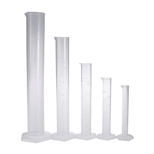 BELLIFFY 5pcs Measuring Cylinder Transparent Measuring Tube Cylinder Kit Graduated Cylinders Lab Cylinders Hydrometer Test Measuring Tubes