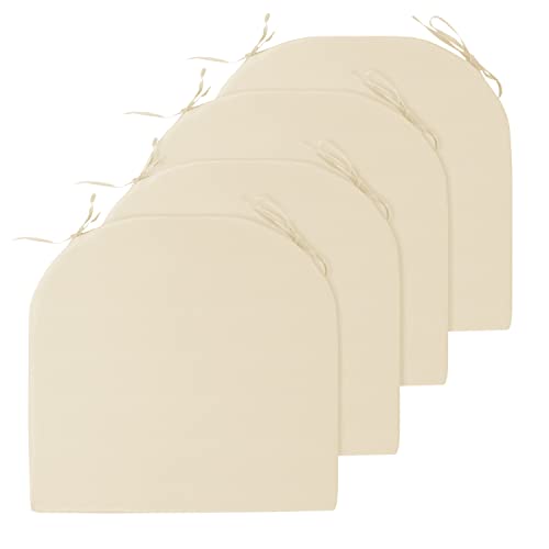 Wellsin Outdoor Chair Cushions For Patio Furniture - Patio Chair Cushions Set Of 4 - Waterproof Round Corner Outdoor Seat Cushions 17"X16"X2", Beige #TOP1