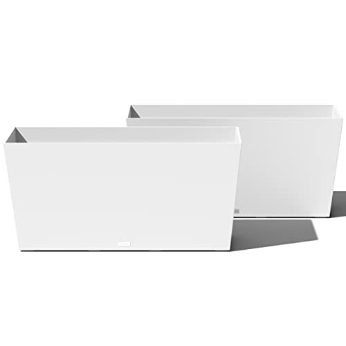 Veradek Pure Series Midori Trough Planter – Large Rectangular Planter for Indoor or Outdoor Deck/Porch | Durable All-Weather Use with Drainage Holes | Modern Decor for Shrubs, Flowers, Small Plants