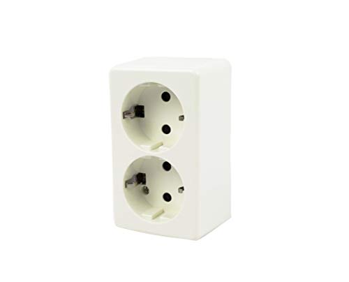 Base schuko de 2 tomas superficie 16A/250V~color blanco Cover