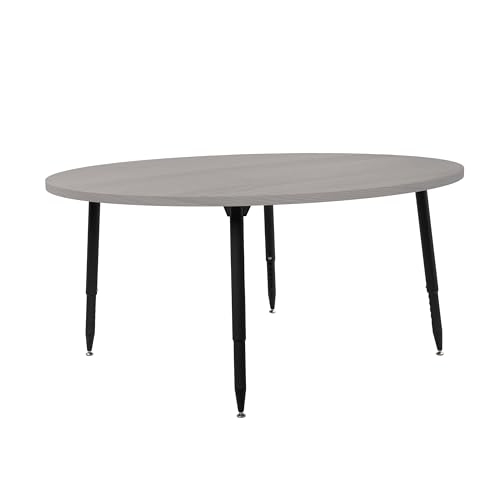 Image of Adapte Commercial Classroom Activity Table - 60 inch Round Woodgrain, ADA Compliant Tapered Legs with Glides & Casters, Adjustable Height 22-34 inch Wheelchair Accessible, School & Office Furniture
