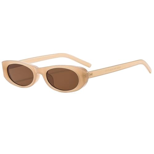 Lunettes de soleil ovales punk homme femme mode UV400 tendances marron