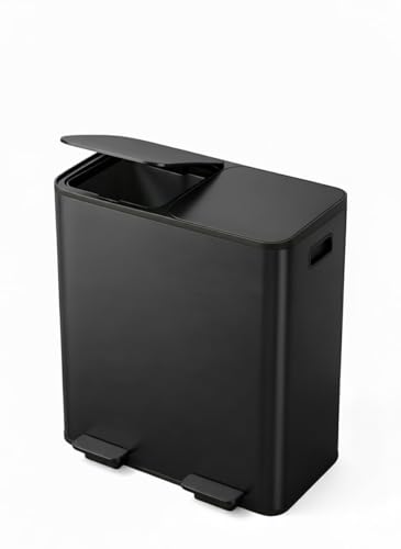 Caneca de basura doble compartimento 60 L acero negro