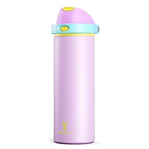 Image of 24 oz Insulated Water Bottle with Straw: Meoky Stainless Steel Metal Water Bottle with 2-in-1 Lid - Leak Proof, Cold for 24 Hours, Fits in Car Cup Holder, BPA-Free for Gym Travel Sports, Mauve