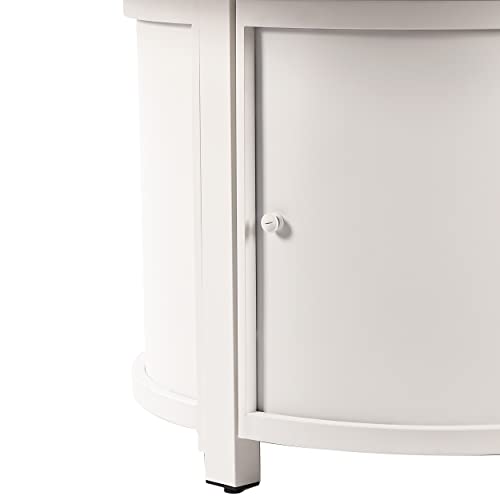 Image of Oakland Living Round 44 in. x 44 in. Aluminum Propane Fire Pit Table with Glass Beads, Two Covers, Lid, 57,000 BTUs in White Finish