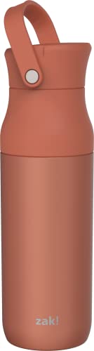 Image of Zak Designs Harmony Water Bottle for Travel or At Home, 32oz Recycled Stainless Steel is Leak-Proof and Vacuum Insulated with Chug Opening and Carry Handle (Sienna Red)