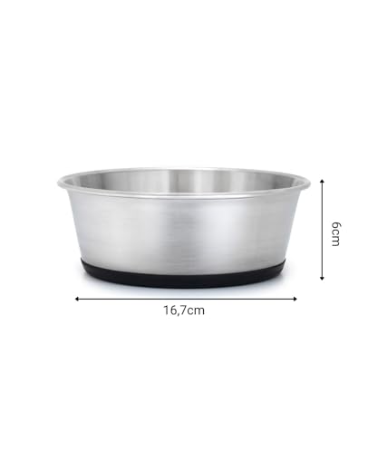 lionto Futternapf aus Edelstahl, 950 ml, lebensmittelechter Hundenapf mit rutschfestem Silikonboden, rostfreier Wassernapf für Hunde und Katzen, spülmaschinenfest