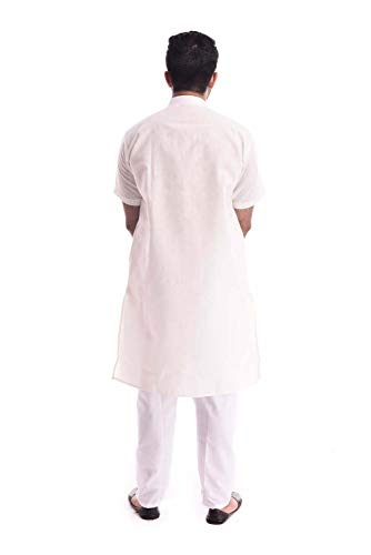 Image of Royal Kurta Mens Linen Half Sleeved Long Ethnic Kurta