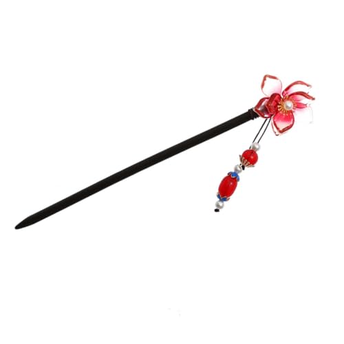 COLLBATH Bacchette per Capelli Cinesi con Fiore in Vetro e Perla Rosso Vintage Accessori per Donna Forcine Chignon Eleganti per Feste e Cosplay