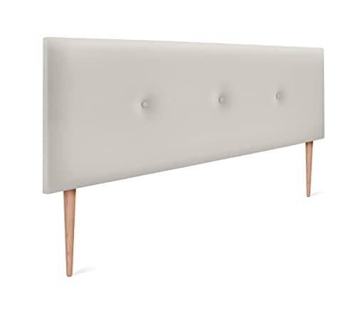 DHOME Tête de lit en Similicuir Lisse ou en Tissu Aculine avec Boutons rembourrés de Haute qualité Nouvelle Gamme DE Couleurs Tête de lit Deluxe (Similicuir Blanc Osseux, 160x105cm (Lits 150/160)) Cover