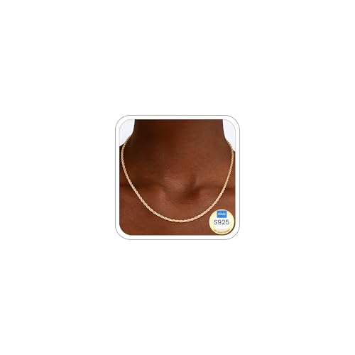 Girluky 14K Gold Plated Chains Necklace for Women 2MM Rope Chains Gold Chain for Women Sturdy Gold Chain Gold Necklace 20 Inch