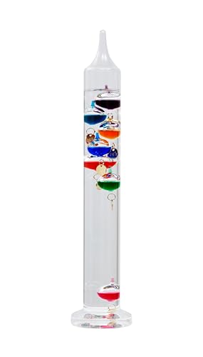 14.5inch Glass Galileo Thermometer with 7 Multi Colored Balls with Gold Tags from 60ºF to 84ºF