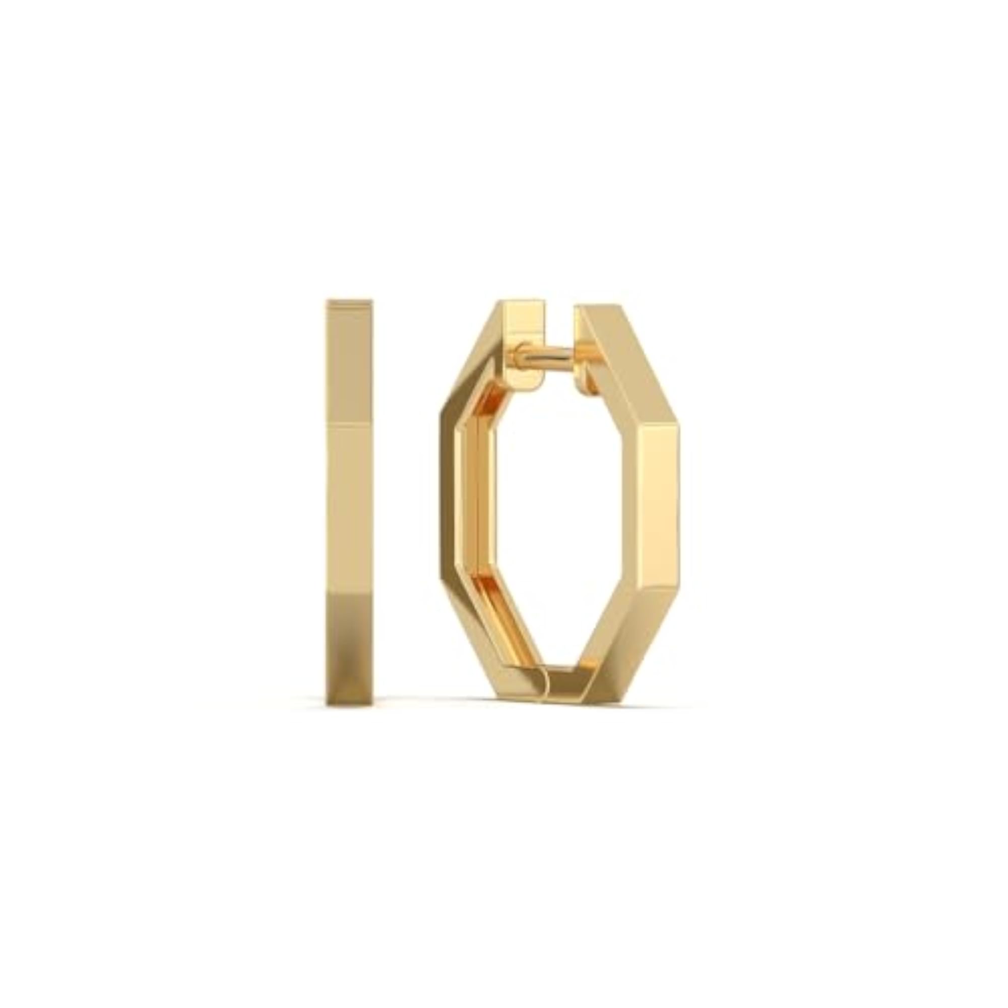 Octagonal Gold Hoops Earrings 925 Silver 18KT Gold Vermeil