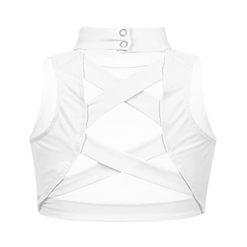 Lejafay Kids Girls Sleeveless Dance Turtleneck Crop Tops Workout Sports Yoga Tank Tops Dancewear