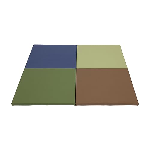 ECR4Kids SoftZone Play Patch Activity Mat Squares, Modular Playmat, Earthtone, 4-Pack