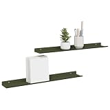 vidaXL Estante Flotante 2 pcs Verde Oliva 60 x 8,5 x 2,5 cm Acero, Estantería...