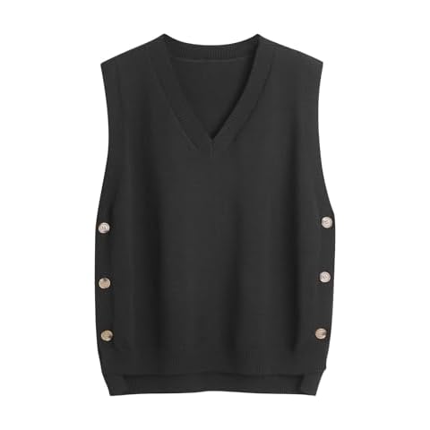 Women's V Neck Loose Knit Sweater Vest Cover