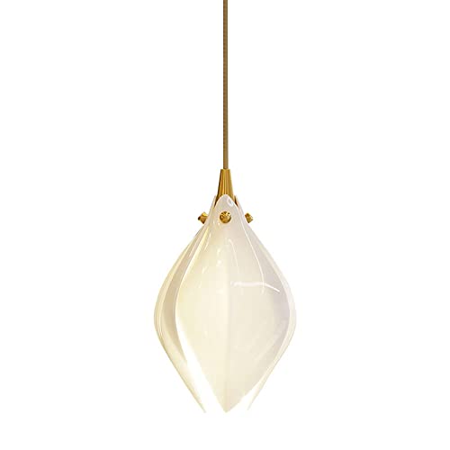 Chandeliers, Flower Glass Chandelier Light Fixture, 1-Light Metal Hanging Ceiling Light Adjustable Hanging Height,Modern Pendant Light for Kitchen Island, Dining Room, Bedroom