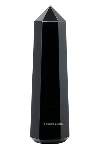 Image of Amazing Gemstone Large Black Obsidian Crystal Towers ~ Natural Healing Crystal Point Obelisk for Reiki Healing and Crystal Grid (5.5 to 6 INCH)