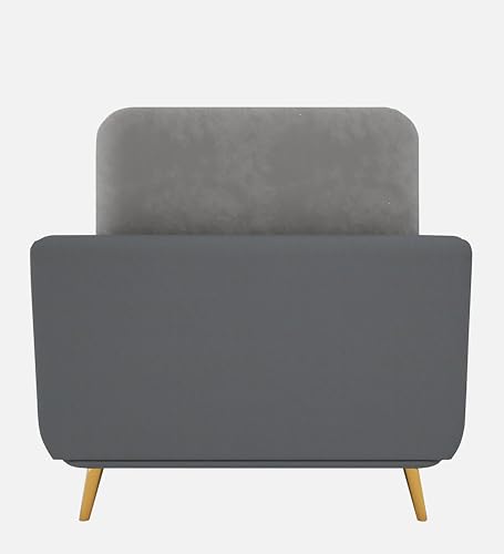 Image of Black Wood Modern Montez Luxurious Velvet 1 Seater Sofa for Bedroom, Living Room, Dining Room, Drawing Room, Home Office in Bug Resistant Wood (Grey & Beige, 1 Seater)