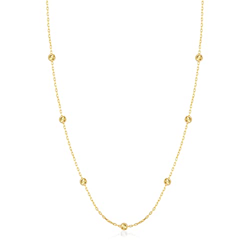 Gelin Damen Halskette 14 Karat - 585 Gelbgold Gold mit Bälle Federring Verschluß - Breite 1 mm - 1.3 Gr - Länge 45cm, 585er Gold Cover