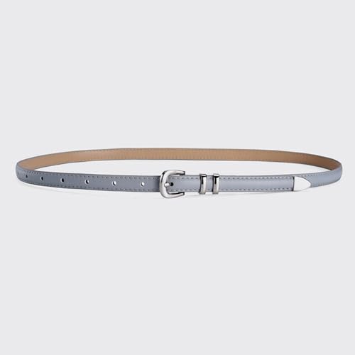 Casual Versatile Retro Silver Pin Buckle Waistband Thin Belts Jeans Waist Belt PU Leather Belt(black)3