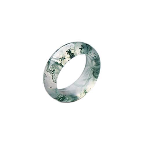 EASTCODE Natural Water Grass Agate Ring Moss Agate Chalcedony Ring Lovers Men Women Rings Natural Stone Real Jade Jewelry add Certificate