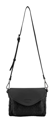 Crossbag con solapa FREDsBRUDER Natural Flow en color negro elegante