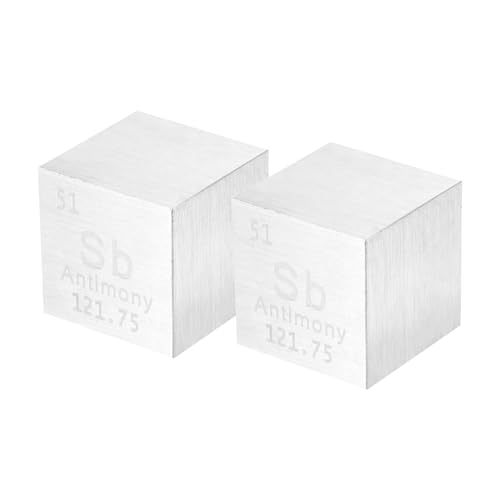 Image of uxcell 1 Inch Antimony Cube High Density Metal Element Cube 2 Pcs | Chemical Elements Collection Science Education Experiment Application Silver