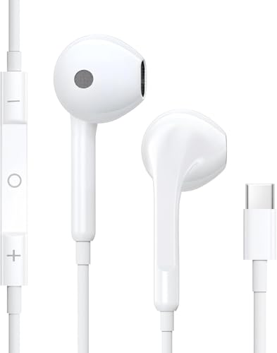 LXJADAP Audífonos Tipo C, Audífonos Alámbricos para iPhone 17/16/15, con Micrófono y Control de Volumen, Auriculares Alámbricos Estéreo de Alta Fidelidad, Compatible con Samsung, iPad Pro Pixel 7/6/6a