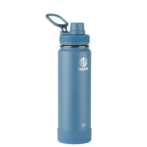 Image of Takeya Actives Stainless Steel Water Bottle, Insulated Spout Lid, Keeps Drinks Cold 24 Hrs, Leakproof, Durable, Dishwasher Safe, Ideal for Gym, Travel, Fits Most Cup Holders, 24 oz /Bluestone