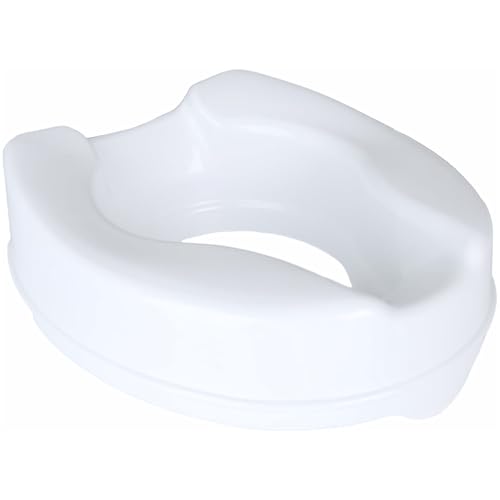 Homecraft Raised Toilet Seat 4 Inch (10 cm) Toilet Riser for Elderly Disabled and Post Surgery Recovery Lightweight Hygienic Bathroom Aid Fits Standard Toilets 190 kg Capacity White