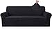 Sofabezug Elastische Stretch Spandex Stretch Sofa-Überwürfe Sofahusse für Sofa mit Armlehne Anti-Rutsch-Schaum (3 Sitzer, Schwarz)