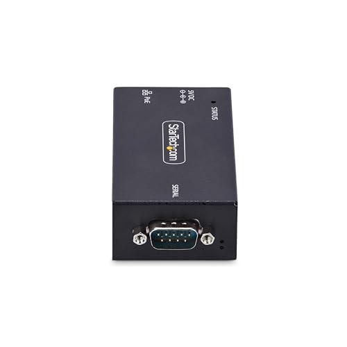 Image of StarTech.com 1-Port Serial to Ethernet Adapter, 802.3af PoE Powered Serial Device Server, Wall /DIN Rail, LAN to DB9 Converter, TAA