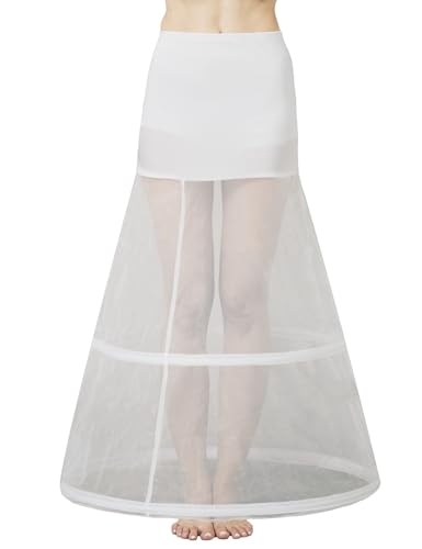 BEAUTELICATE Wedding Bridal Petticoat A-Line 2 Hoops Underskirt Slip for Women Long Dress Gown