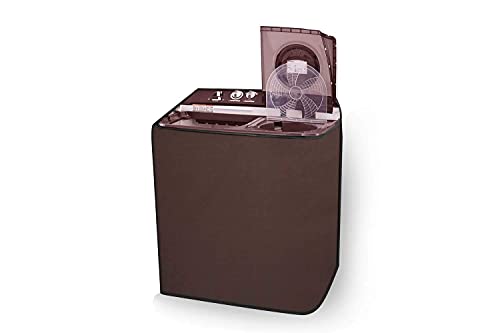 Image of Home Dressing Solid Color Semi Automatic Washing Machine Cover for 6kg, 6.5kg, 7kg, 7.5kg, 8kg, Fits for All Semi Washing Machines, Waterproof & Dustproof Size (31.5x20x34) inches (Brown)