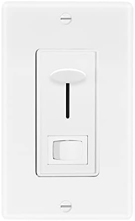 Maxxima Low Voltage 0-10V Slide Dimmer Switch - LED and Incandescent Compatible, Vertical Slide Light Control with On/Off Switch, Wall Plate Included