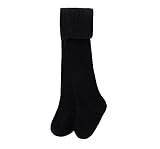 BOOPH - Mallas para niñas y bebés, de punto trenzado, de algodón, con pies, Negro, 4-5 Años