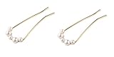 2 Pcs Gold Pearl U Shape Hair Fork,Pearl Hair Sticks Classic Elegant Accessories Bridal Ornaments Fashion U shaped Fork Pins