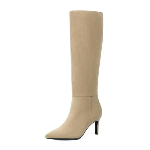 Image of Easyfox Knee High Boots Women Pointed Toe Stiletto Heel Tall Boots