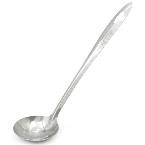 ARTVIP Household Metal Soup Spoon Round Soup Ladle Integrated Molding Ergonomic 10.5