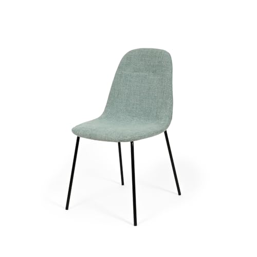 Genérico Pack 4 Sillas de Comedor Paola, Silla de Comedor Acolchada Color Menta con Patas Metálicas Negras, Diseño Contemporáneo Tapizado