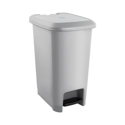 7house - Cubo de Basura Rectangular con Tapa y Pedal 60l, Polipropileno PP, Uso Doméstico, Hogar, Cocina, 60 litros Capacidad, Tapa Abatible, Higiénico, Desmontable, 51.5x37x63cm, Color Gris
